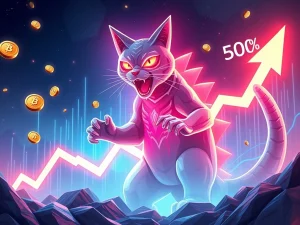 $CATZILLA meme coin soaring through a crypto chart, representing its explosive presale growth and Meow Points incentives.