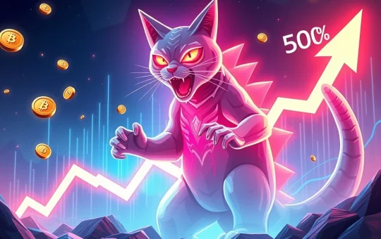 $CATZILLA meme coin soaring through a crypto chart, representing its explosive presale growth and Meow Points incentives.