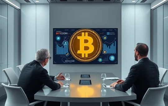 CFOs discussing crypto integration for business growth in a modern boardroom
