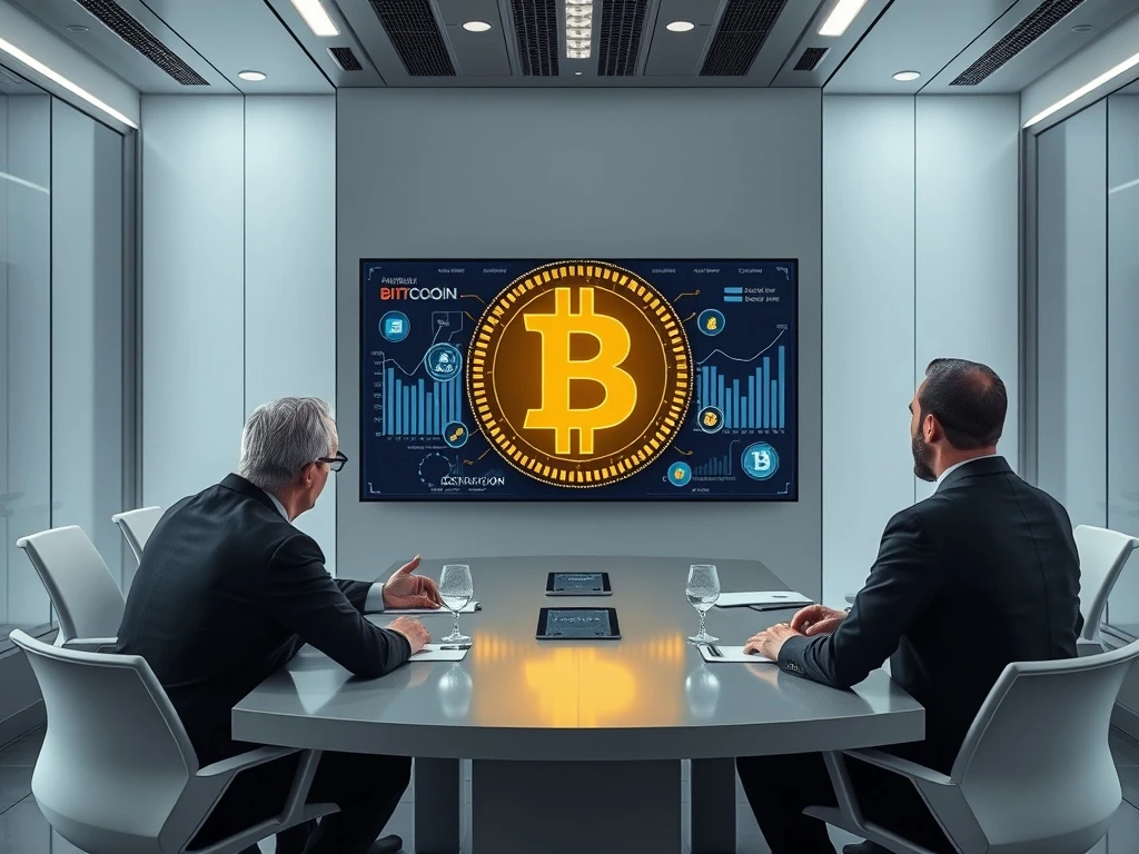 CFOs discussing crypto integration for business growth in a modern boardroom