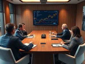 CFOs discussing cryptocurrency adoption in a corporate boardroom