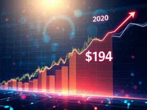 Chainlink price chart illustrating a potential breakout pattern, mirroring 2020, with a projected target of $194, indicating significant growth for LINK crypto.