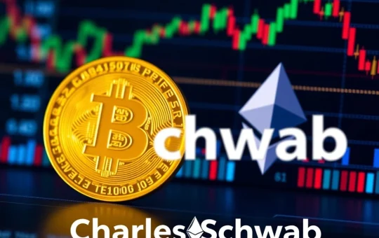 Charles Schwab's platform integrating Bitcoin and Ethereum spot trading, signifying institutional crypto demand.