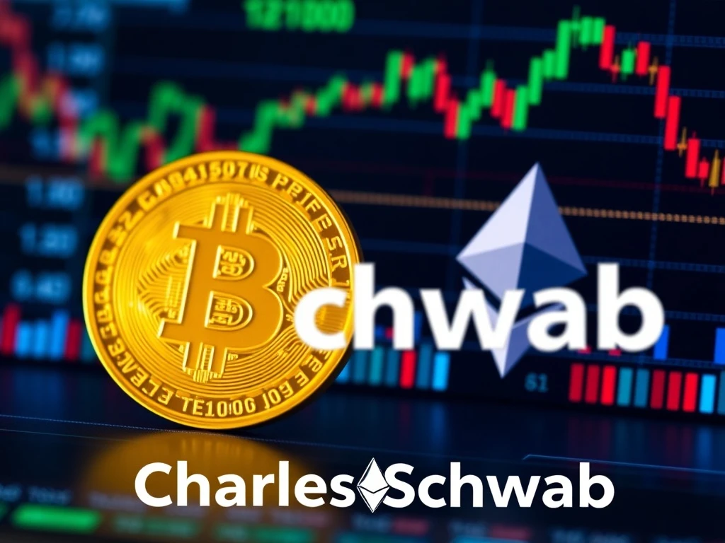 Charles Schwab's platform integrating Bitcoin and Ethereum spot trading, signifying institutional crypto demand.