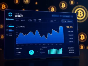 Coinbase Q2 revenue report showing decline in trading volumes but stablecoin income growth