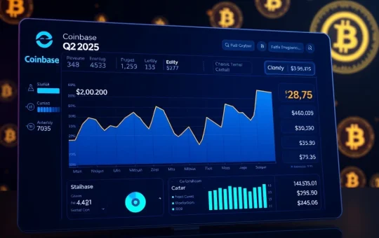 Coinbase Q2 revenue report showing decline in trading volumes but stablecoin income growth