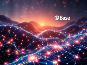 A visual representation of Coinbase Ventures' pivotal investment in AI Blockchain Integration, showing AI neural networks merging with blockchain technology for financial automation.