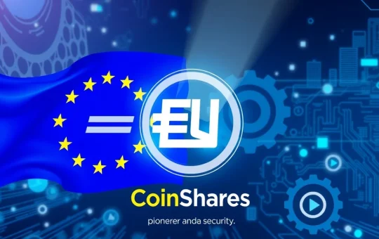 CoinShares achieving its MiCA license, symbolizing the future of regulated EU crypto asset management.