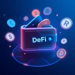 Cold Wallet leading DeFi utility with crypto symbols in a futuristic digital wallet