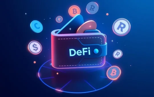 Cold Wallet leading DeFi utility with crypto symbols in a futuristic digital wallet
