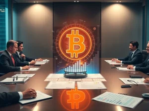 Charts showing a significant rise in corporate Bitcoin adoption with company logos and Bitcoin symbols, illustrating the growing trend of institutional investment in cryptocurrency.