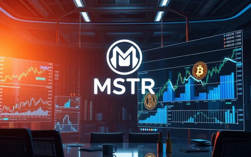 A visual representation of the complex financial interplay and strategic corporate Bitcoin strategy in modern finance.