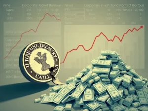 Chart showing significant corporate debt inflows as investors move capital from U.S. Treasuries due to fiscal concerns.