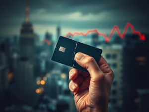 An image showing a decline in credit card approvals, representing a cautious shift by US banks amidst economic uncertainty.