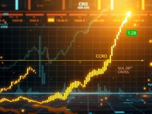 CRO price chart showing bullish double bottom and golden cross signals