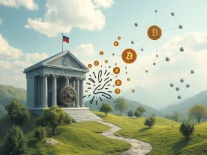 Illustrates the systemic banking infrastructure risks faced by the crypto ecosystem, showing a conflict between traditional finance and digital assets.