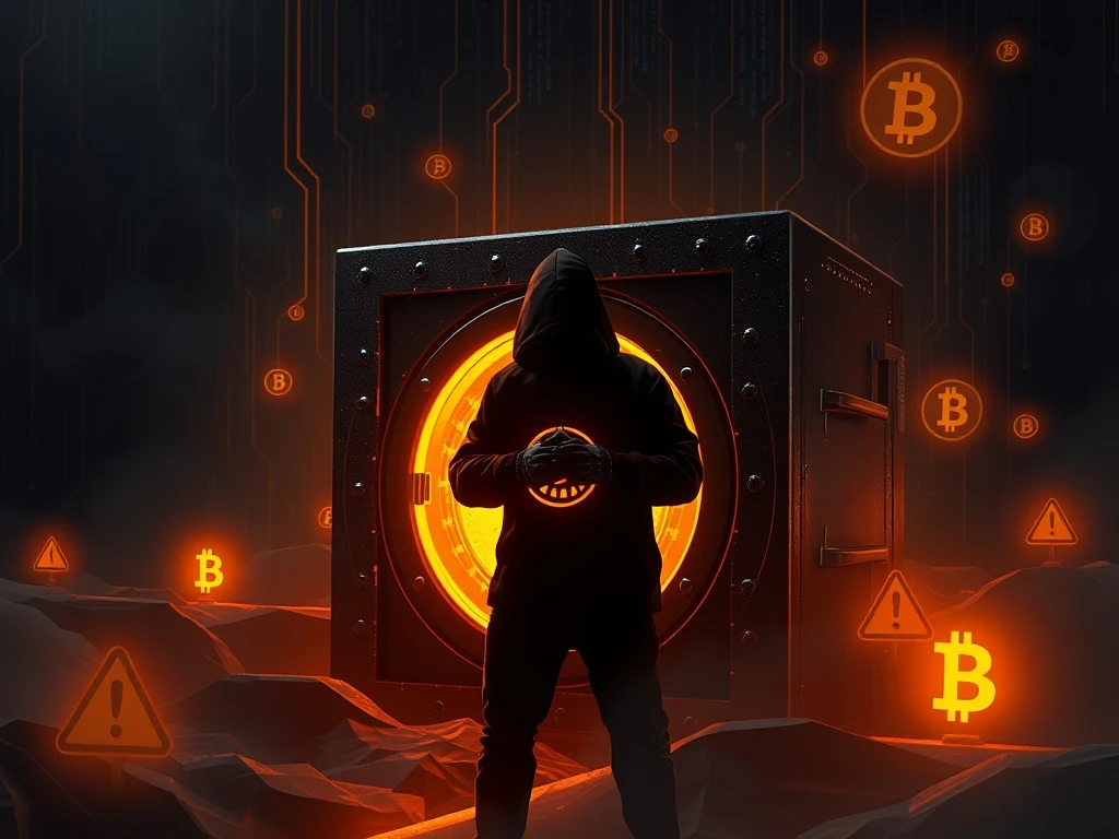 Digital hacker breaching cryptocurrency vault in July 2025 crypto hacks surge