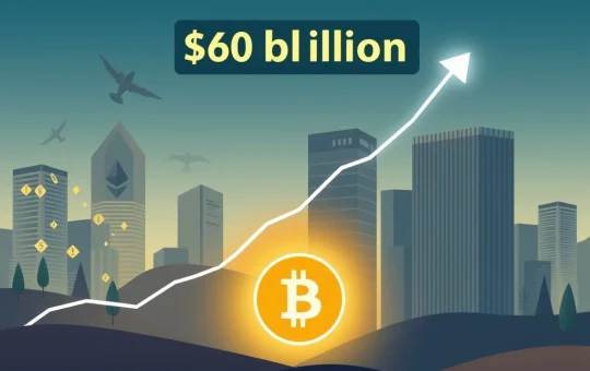 Graph showing monumental $60B crypto inflows, highlighting institutional adoption and Bitcoin ETFs transforming digital assets.