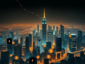 AI-driven crypto lending platform visualizing complex data and secure transactions, highlighting the future of crypto lending.