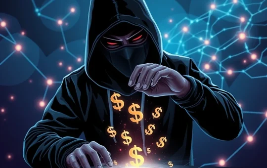 Hacker manipulating blockchain network causing crypto losses due to hacks and scams