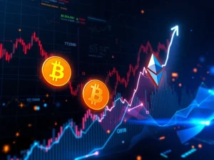 Crypto market breakout with bullish technical indicators signaling upward momentum
