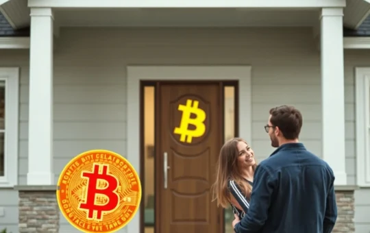Bitcoin symbol on a home representing crypto mortgage collateral under Lummis bill