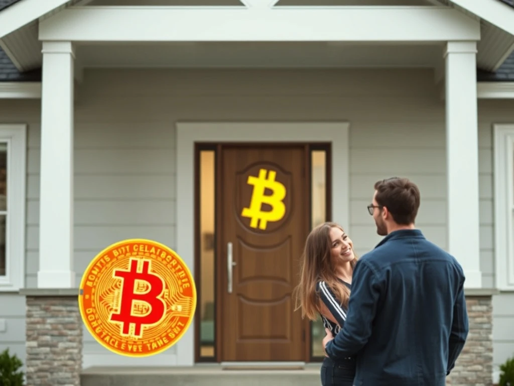 Bitcoin symbol on a home representing crypto mortgage collateral under Lummis bill