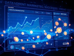 A digital dashboard visualizing growth metrics, demonstrating the power of data-driven campaigns by Crypto PR Agencies for Web3 startups.