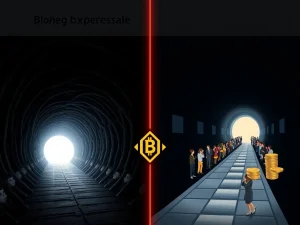 Illustrates the stark contrast in crypto presale success, showing DeSoc's rapid triumph against BlockDag's prolonged, controversial campaign.