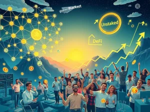 A diverse group of investors engaging with digital charts and symbols, representing the surging crypto presales market, highlighting BlockDAG, Unstaked, and MAGACOIN.