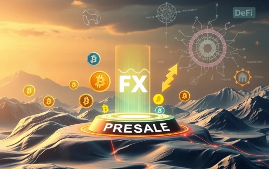 Investors exploring early-stage cryptocurrency presales, with visuals representing DeFi and AI innovations and growth potential.