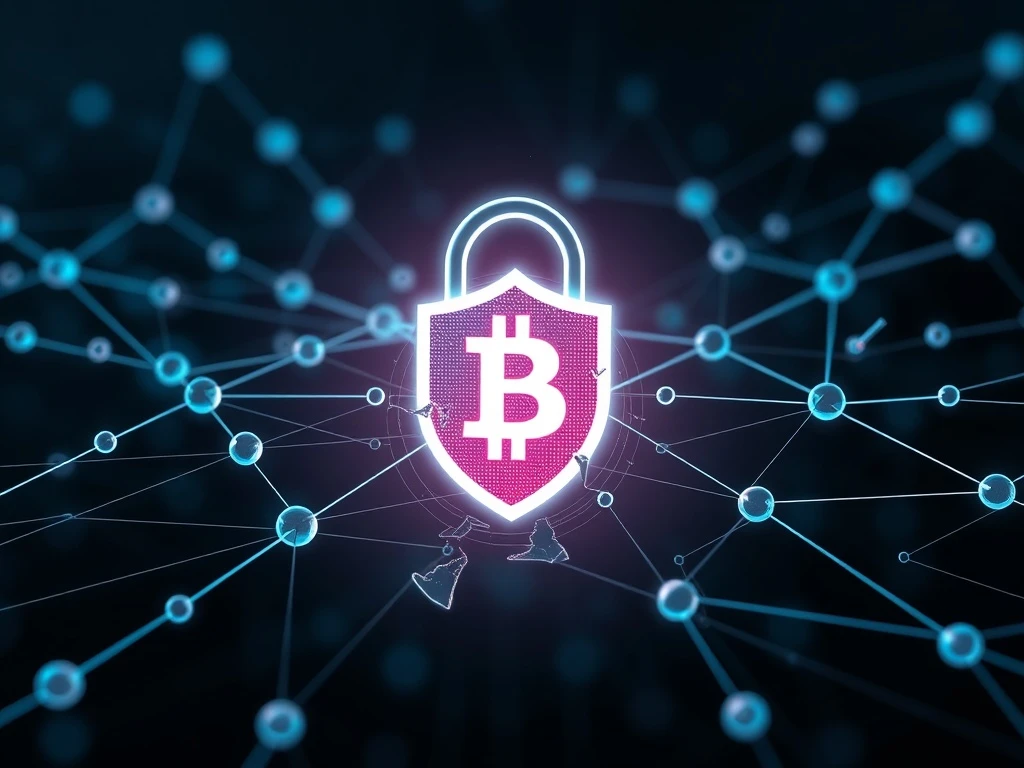 Illustration depicting the challenges of Crypto Privacy, showing a user's data being protected within a decentralized network.