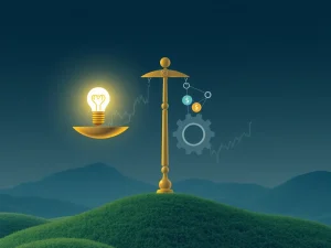 Visualizing the delicate balance of innovation, community, and liquidity essential for achieving crypto success.