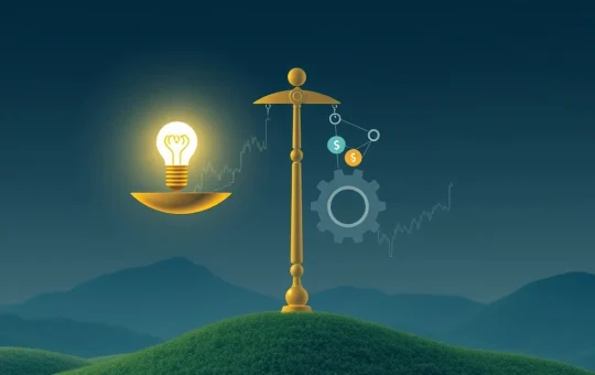 Visualizing the delicate balance of innovation, community, and liquidity essential for achieving crypto success.