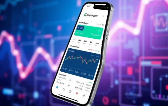 CryptoAppsy app interface showing real-time cryptocurrency tracking