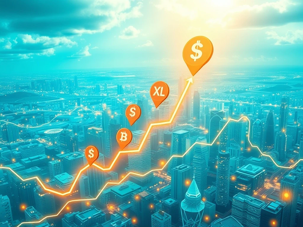 Visualizing the dramatic rise of cryptocurrencies surge, driven by strong crypto sentiment and investor optimism.