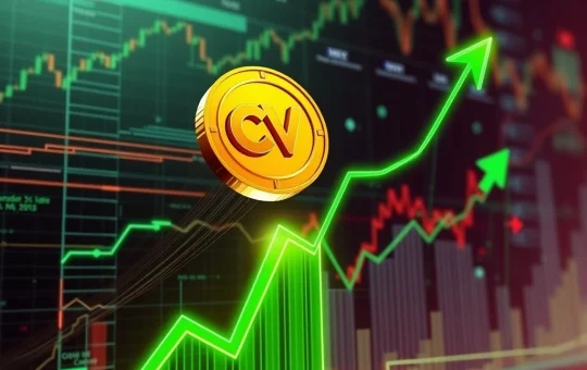 A green upward-trending chart line representing CVX price surge, symbolizing strong cryptocurrency performance and market optimism.
