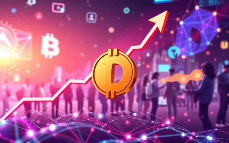 A visual representation of D crypto's impressive price surge, highlighting strategic developments and a thriving blockchain ecosystem.