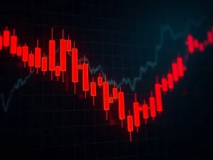 D cryptocurrency price crash showing extreme volatility in market