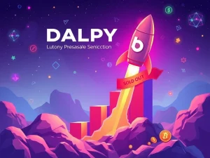 DALPY presale success: Digital chart showing rapid $14.6 million raise, symbolizing the overwhelming demand for the Solana meme coin.