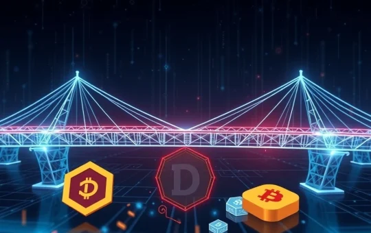 Illustrates the vital role of DeFi interoperability, showing DFDVx tokens seamlessly moving across blockchains via Mayan's cross-chain solution.