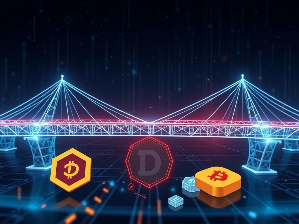 Illustrates the vital role of DeFi interoperability, showing DFDVx tokens seamlessly moving across blockchains via Mayan's cross-chain solution.