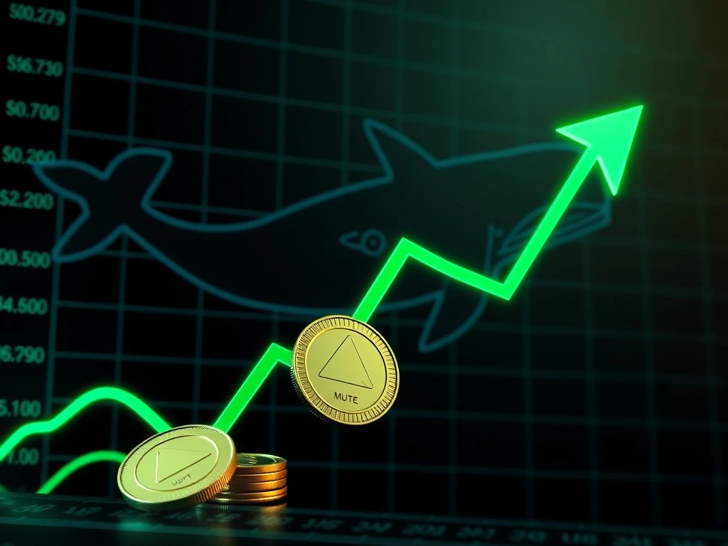 A chart illustrating the explosive growth potential of DeFi token MUTM, showing it outpacing a DOGE competitor, attracting crypto whales.