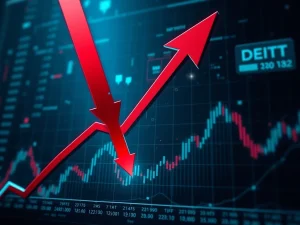 DENT price drop shown on a crashing cryptocurrency market graph