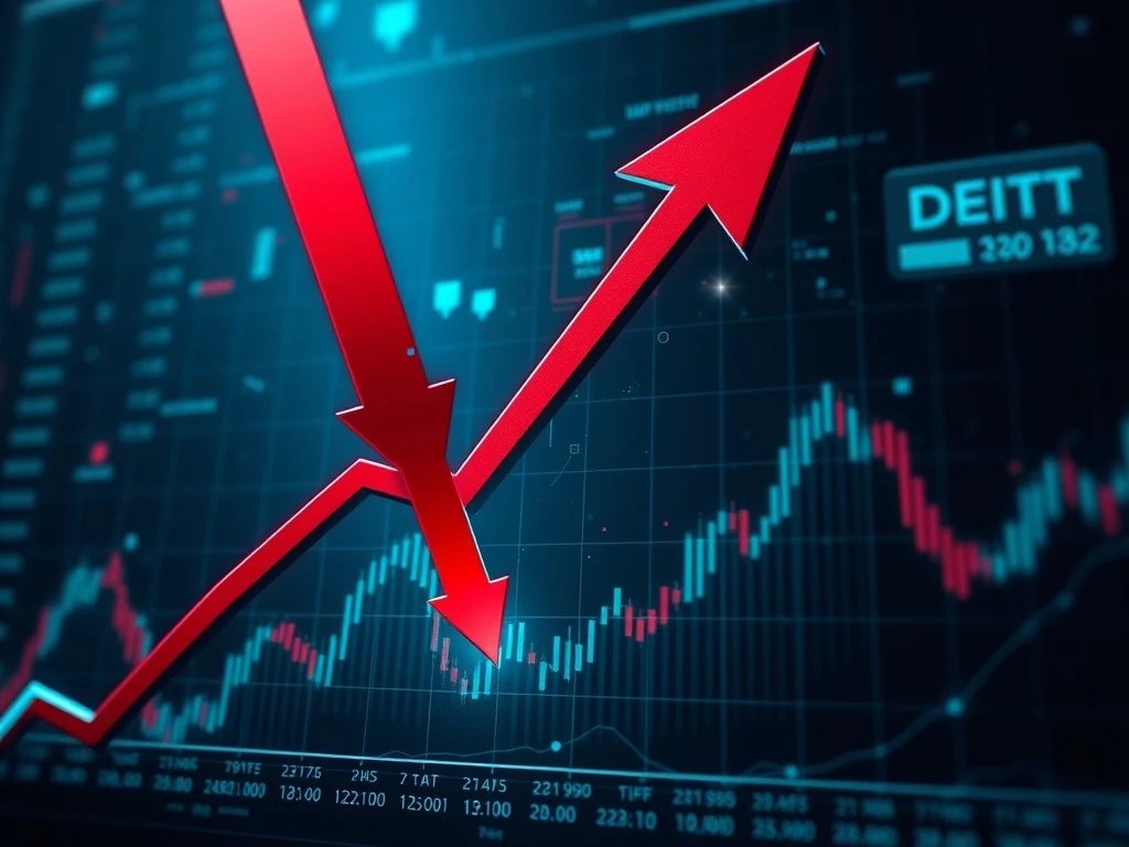 DENT price drop shown on a crashing cryptocurrency market graph