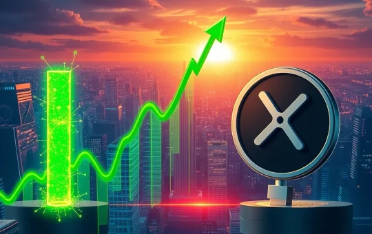A visual representation of DeSoc altcoin's projected rise contrasted with the struggling momentum of XRP and Solana.