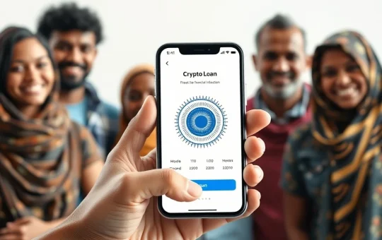 A person's eye being scanned for iris verification, representing Divine Research's uncollateralized crypto loans for financial access.