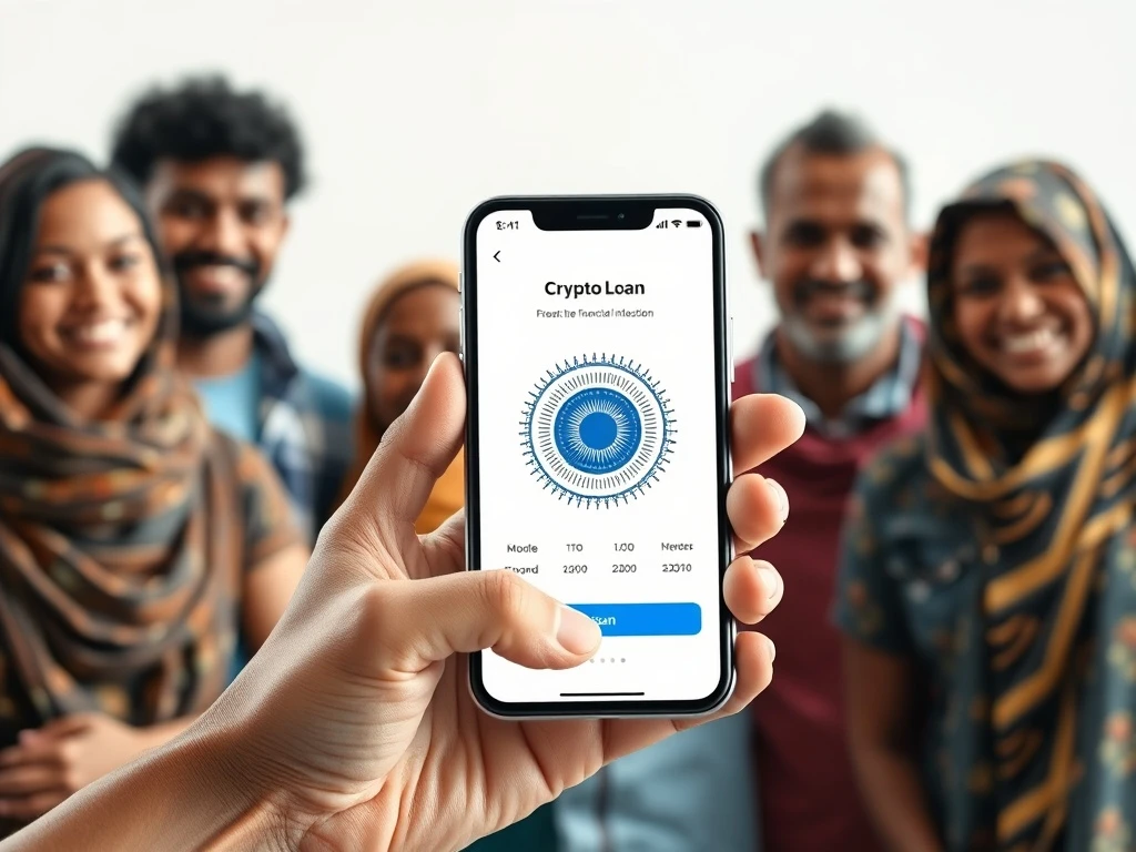 A person's eye being scanned for iris verification, representing Divine Research's uncollateralized crypto loans for financial access.