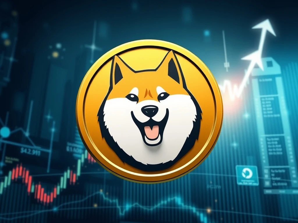 A vibrant Dogecoin mascot leaping over an upward price chart, symbolizing Bit Origin's institutional adoption driving a potential DOGE price rally.