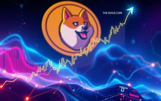A crypto chart showing Dogecoin (DOGE) retesting an ascending trendline with the RSI indicator signaling a bullish reversal.
